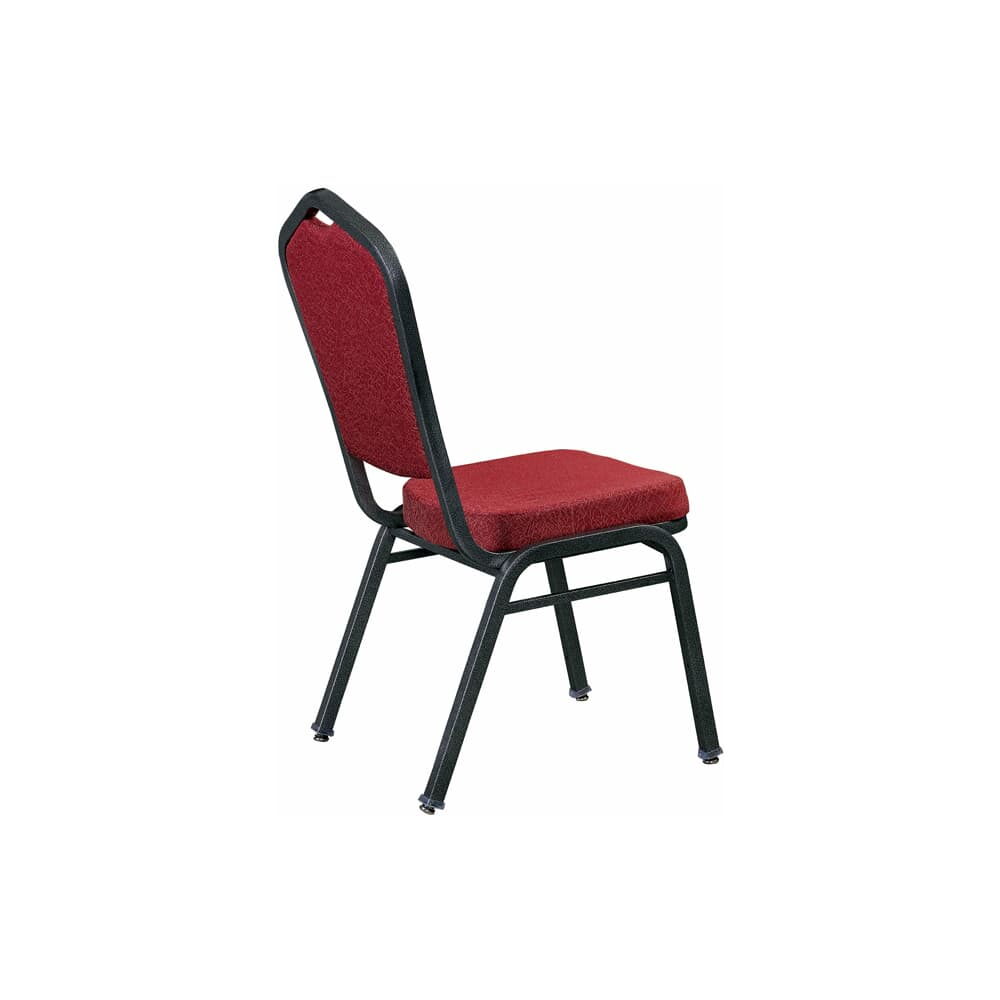 Stack Chair in Metal and Silver Vein Frame with Red 2438 Fabric