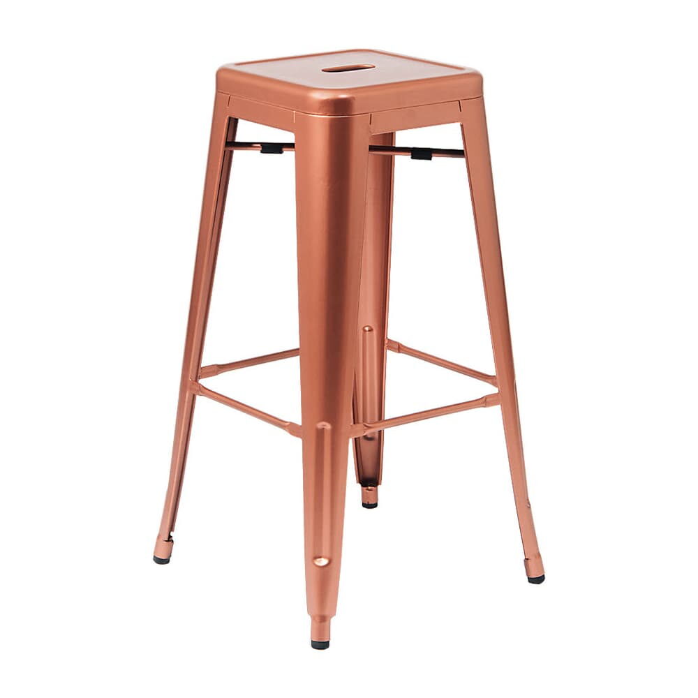 Bistro-Style Backless Bar Stool in Metal with Copper Finish
