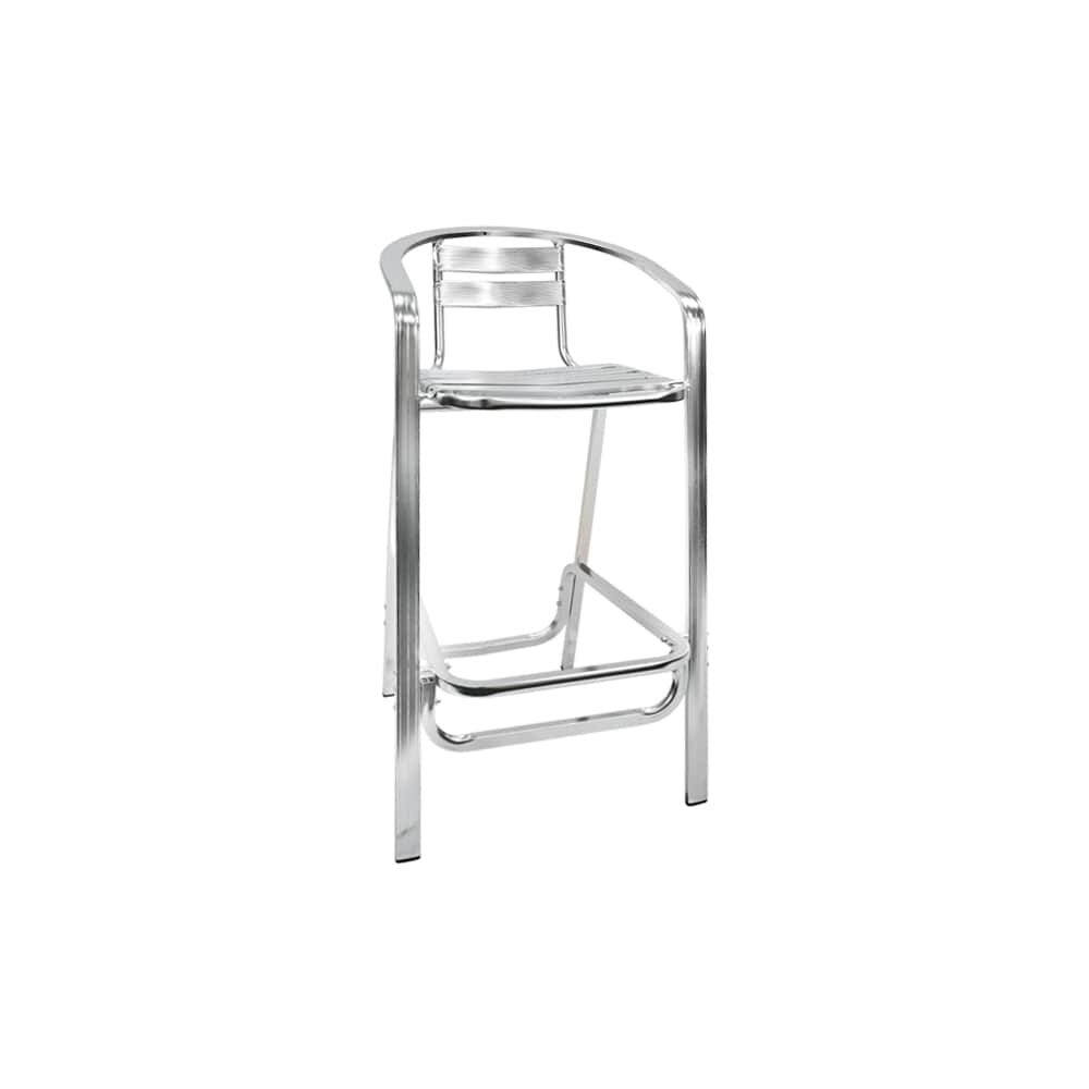 Double Tube Patio Bar Stool in Silver Aluminum