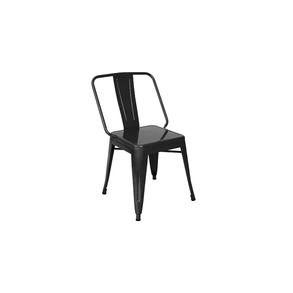 Extra Wide Bistro-Style Chair in Metal with Black Finish