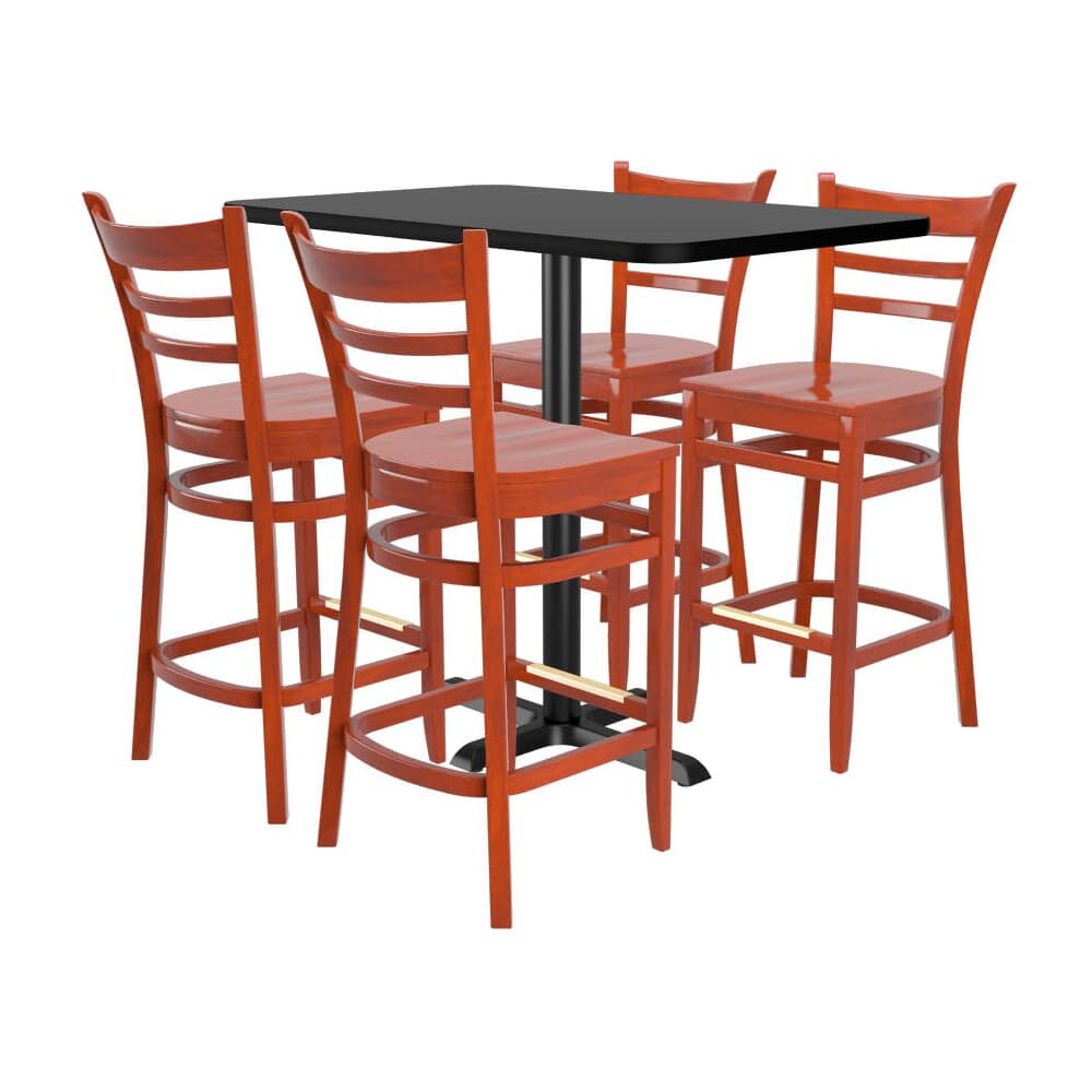 Ladder-Back Wood Bar Stools, Set of 4 with Rectangle Reversible Table