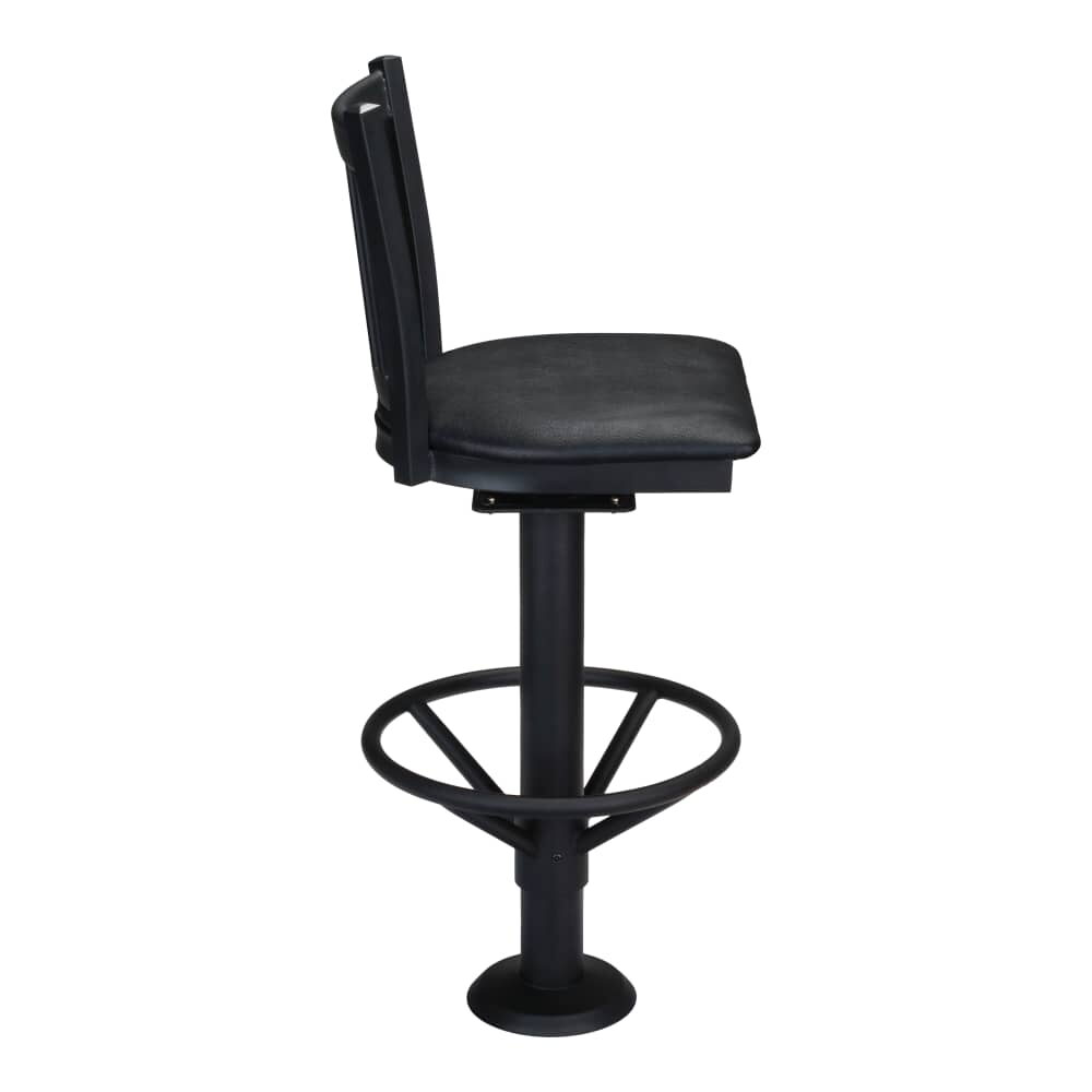 Vertical Slat Swivel Bar Stool in Metal, Bolt-Down