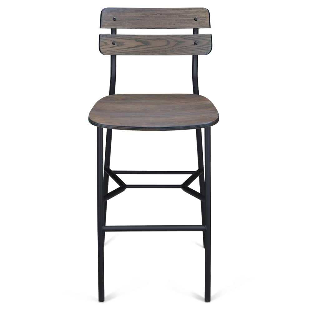 Palmer Slat Back Bar Stool in Metal with Black Finish