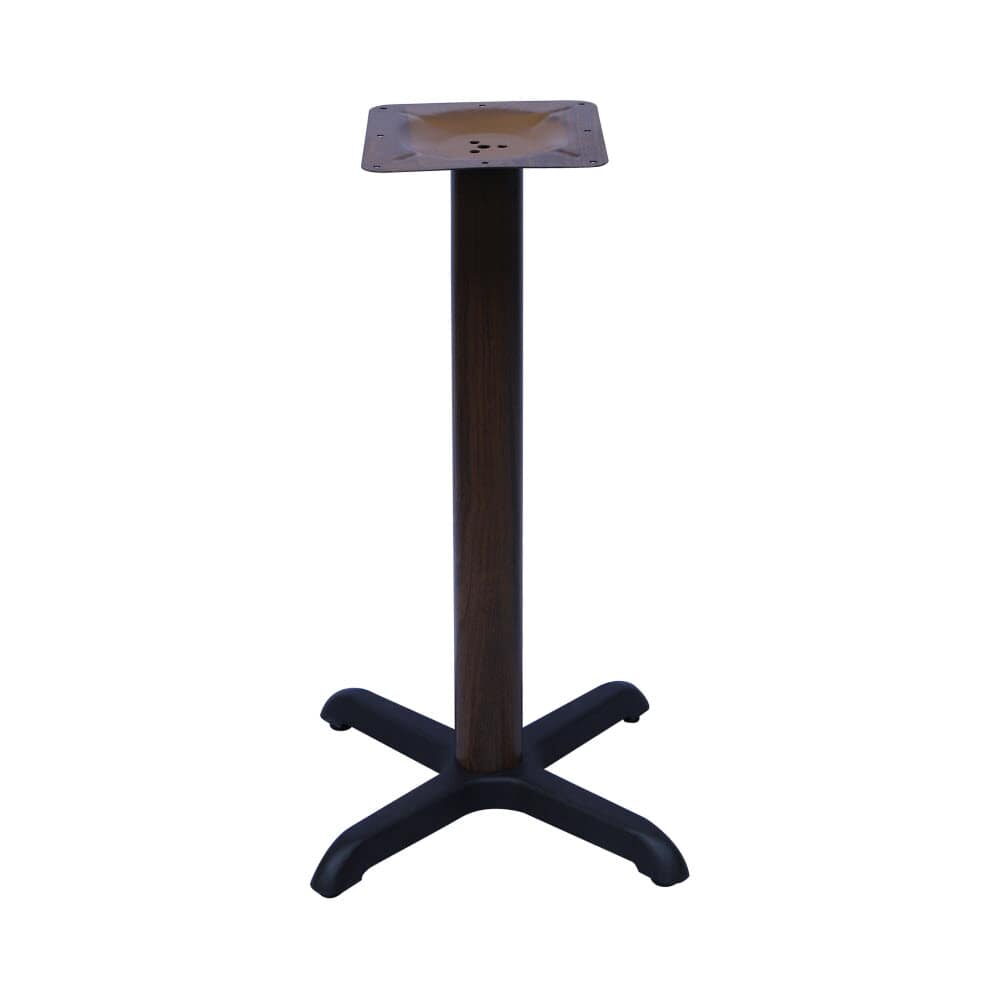 X-Prong Table Base in Metal with Wood Look Finish, Bar Height