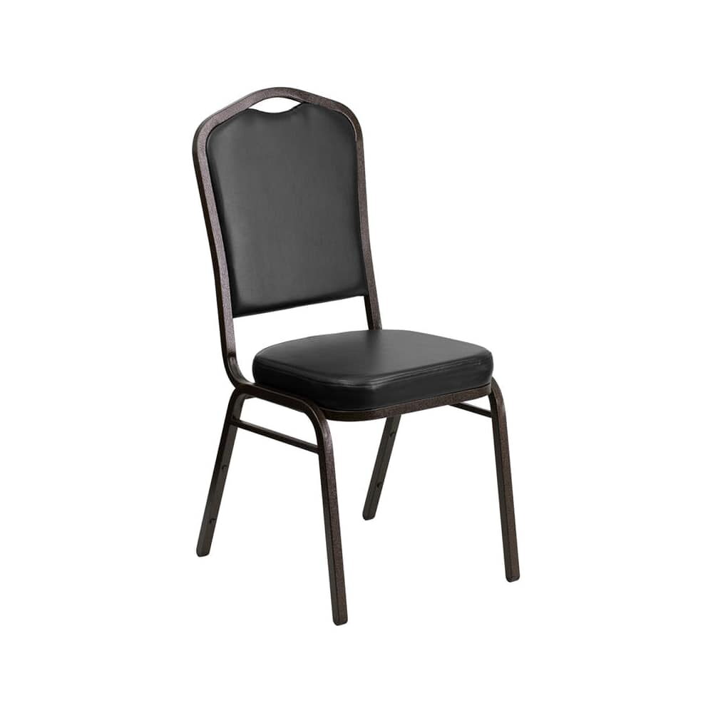 Gold Vein Stack Chair in Metal with Black Vinyl