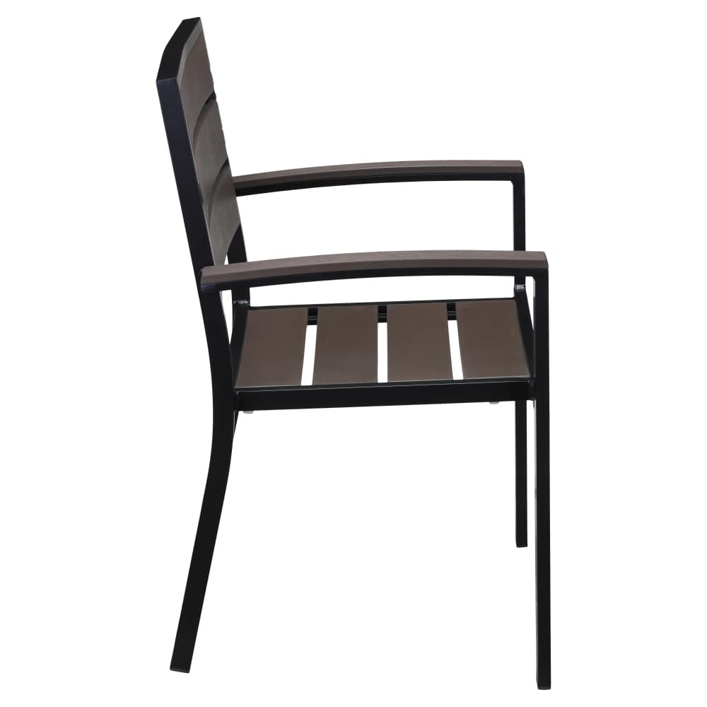 Aluminum Armchair in Black with Dark Walnut Faux Teak