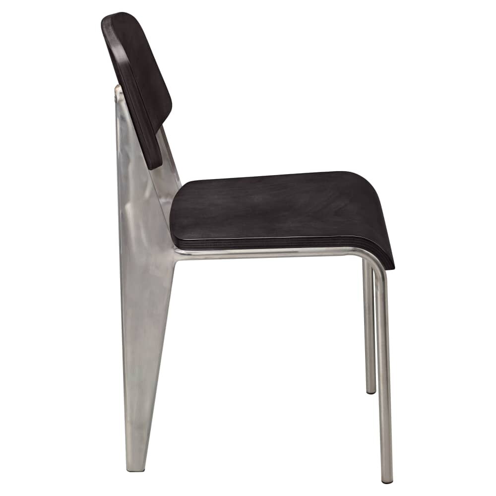 Nico Chair in Metal with Wood Back, Clear Coat Finish