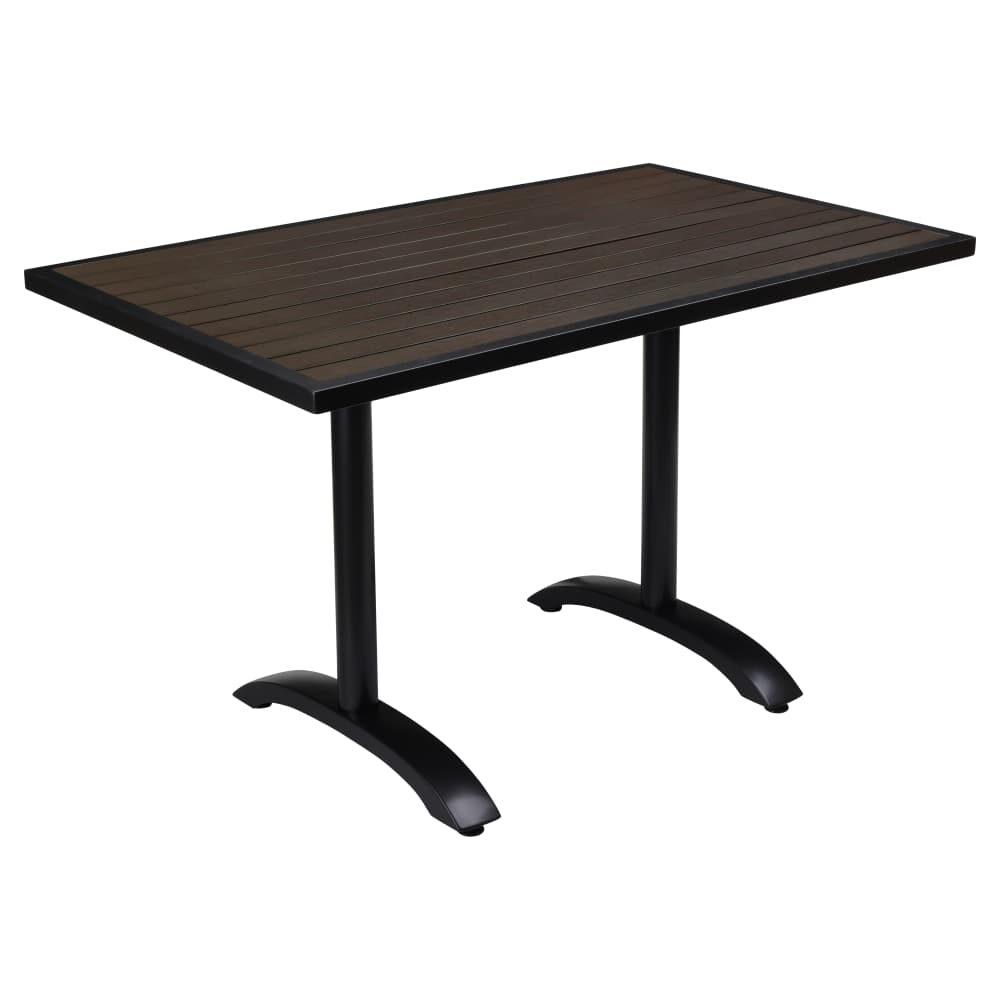 Black Patio Table in Aluminum with Dark Walnut Faux Teak