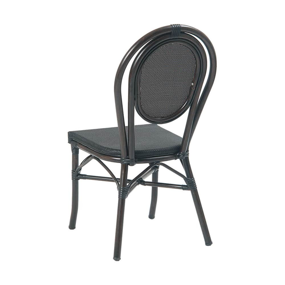 Aluminum Bamboo Patio Chair with Dark Walnut Frame and Black Rattan