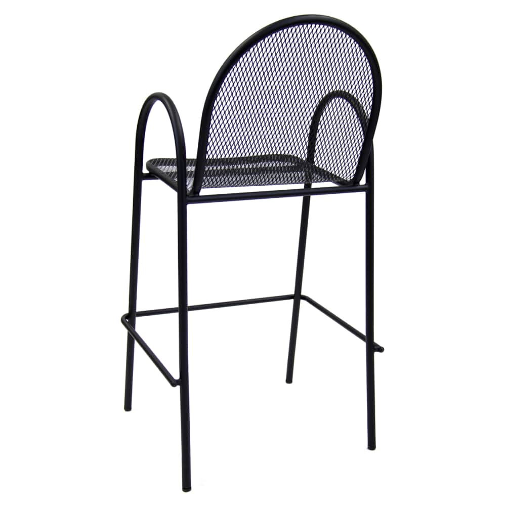 Mesh Patio Arm Bar Stool in Black Metal