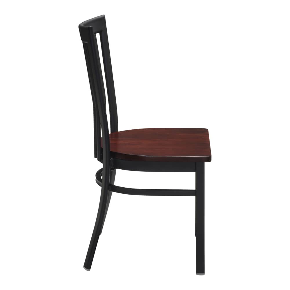 Elongated Vertical Slat-Back Chair in Metal