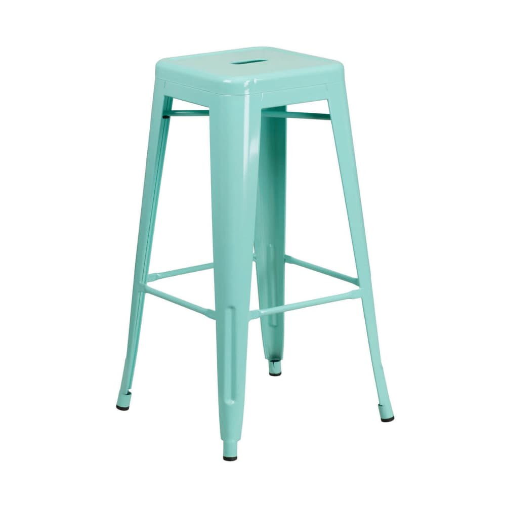 Backless Bar Stool in Light Blue, Bistro Metal