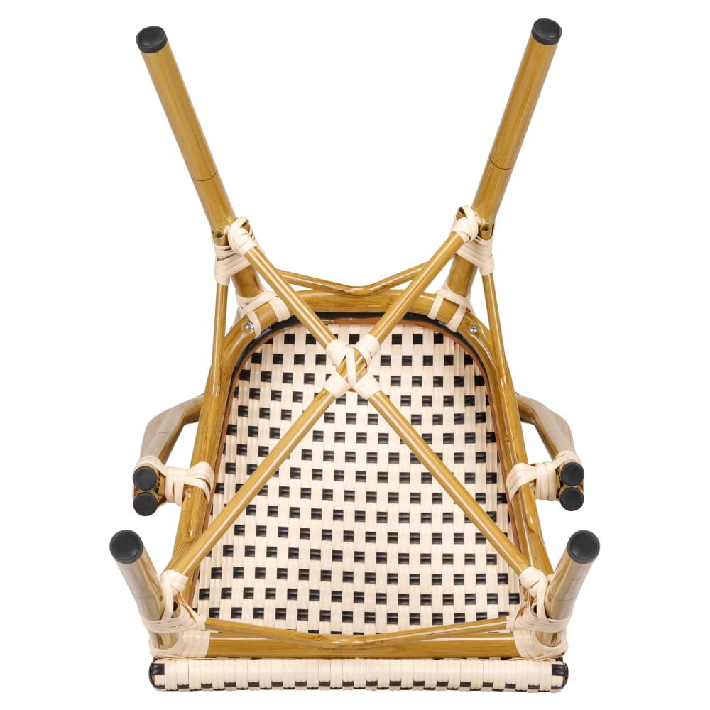 Aluminum Patio Chair in Bamboo Look with Black and Cream Faux Rattan