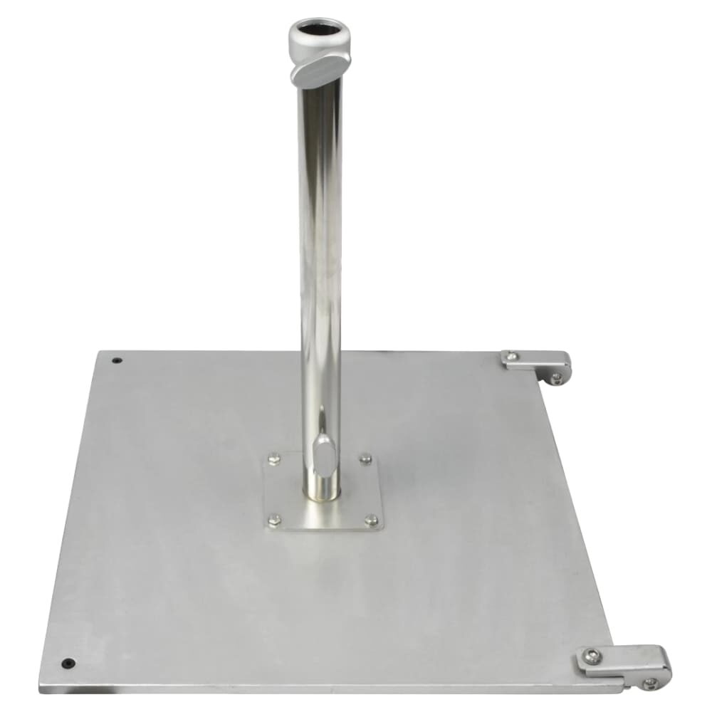 Galvanized Steel Umbrella Base in Silver with Casters