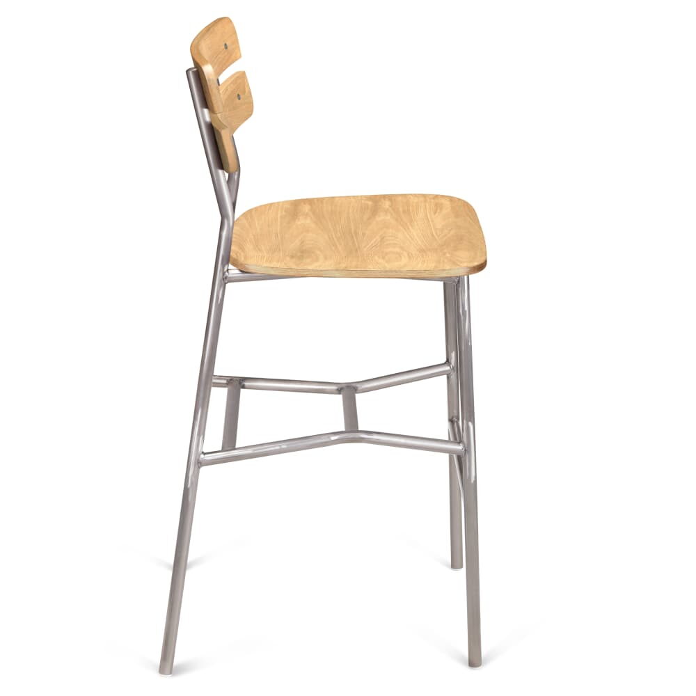 Palmer Slat Back Bar Stool in Metal with Clear Coat Finish