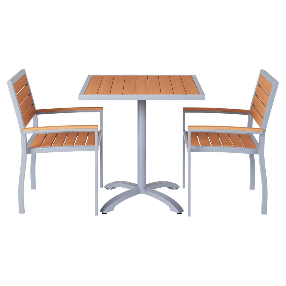 Gray Patio Table Set with Aluminum Armchairs