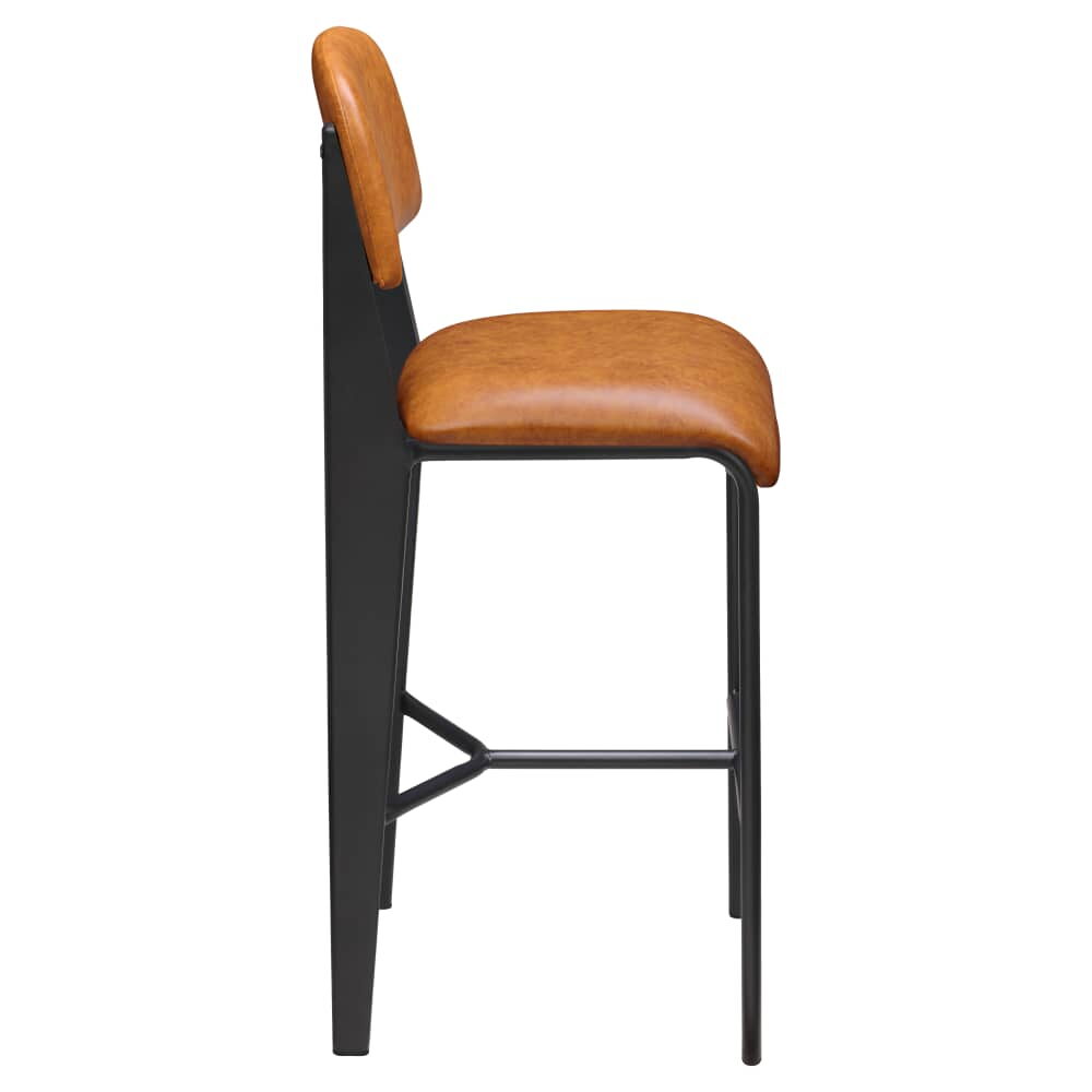 Nico Padded Back Bar Stool in Metal