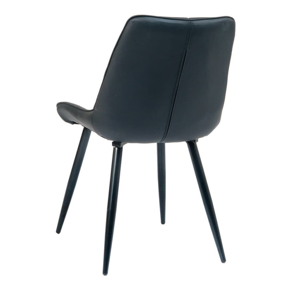 Black Metal Chair with Black Vinyl Upholstery, Padded