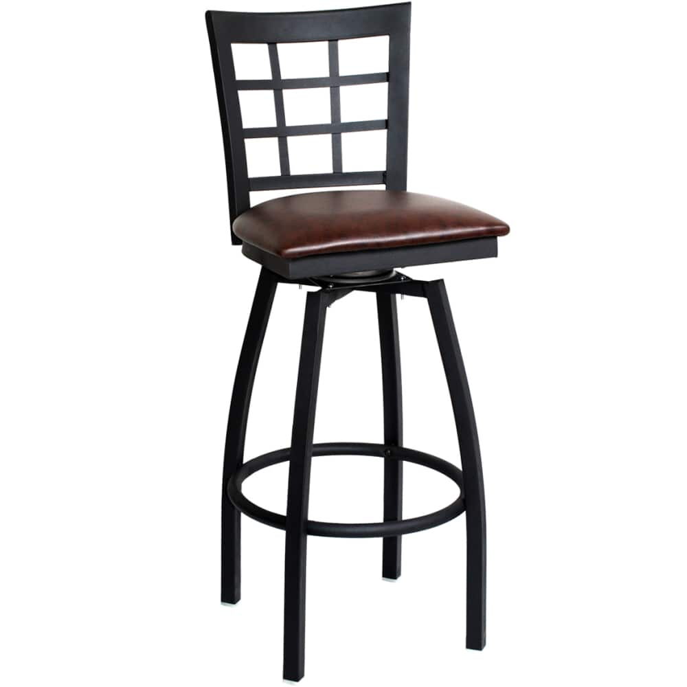 Window-Back Swivel Bar Stool in Metal