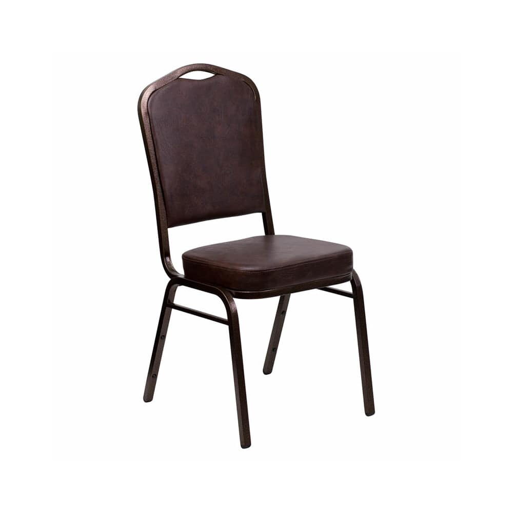 Copper Vein Stack Chair in Metal with Brown Vinyl