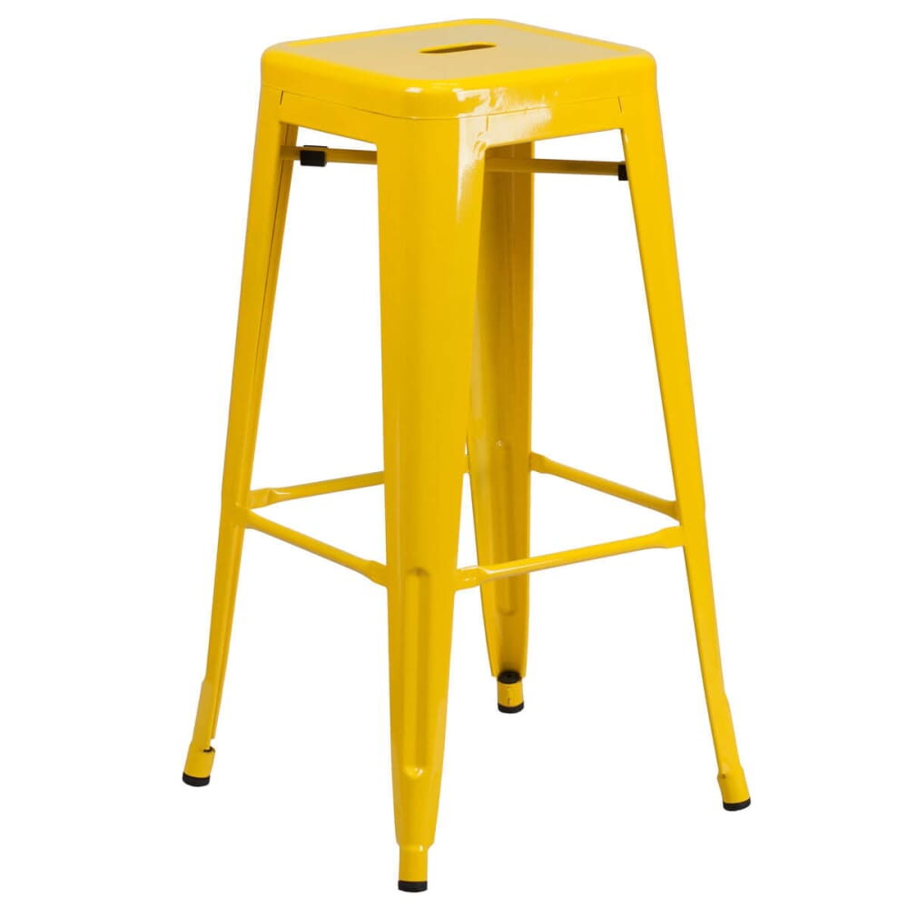 Backless Bar Stool in Yellow, Bistro-Style