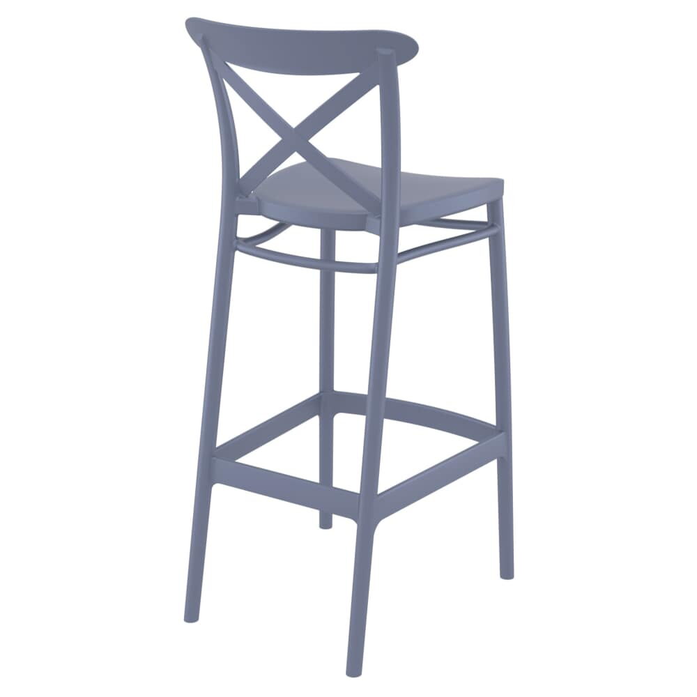 Cross-Back Patio Bar Stool in Resin