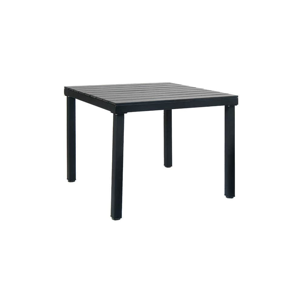 Black Metal Frame Table with Black Faux Teak Top