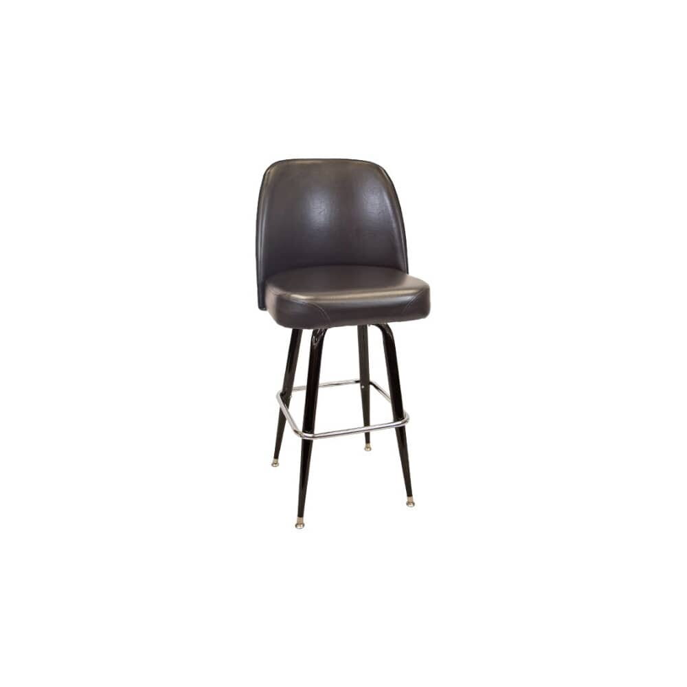 Black Coated Frame Swivel Bar Stool with Extra Large Seat