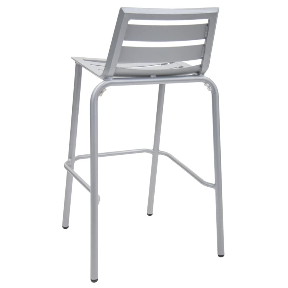 Leon Patio Bar Stool in Silver Aluminum