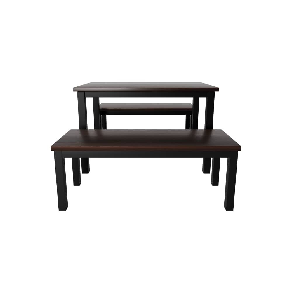 Set of 2 Ottis Benches with Solid Wood Table