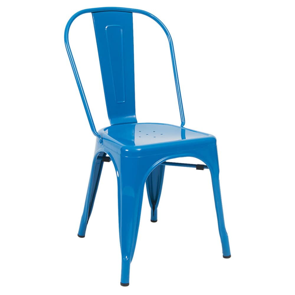 Bistro-Style Chair in Metal with Blue Finish
