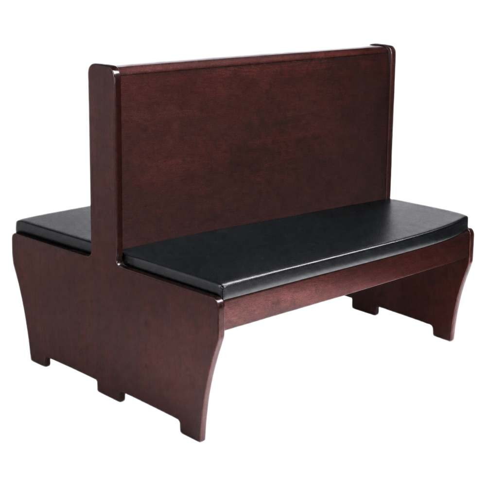 Bench in Wood with Padded Seat and Wood Back
