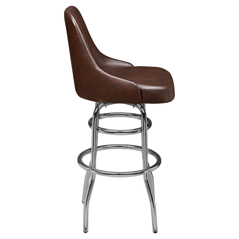 Mauro Bucket Swivel Bar Stool in Metal with Chrome Frame
