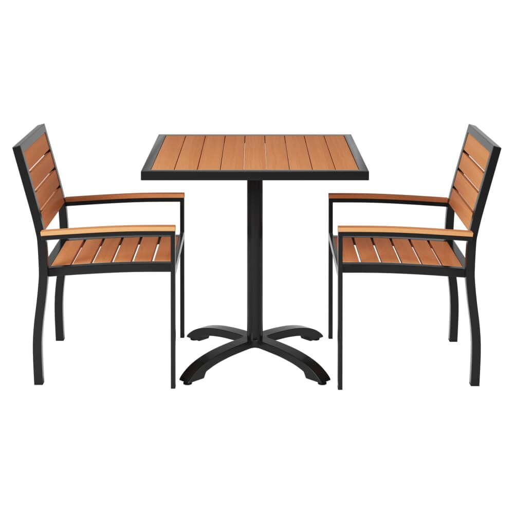Black Patio Table Set with Aluminum Armchairs