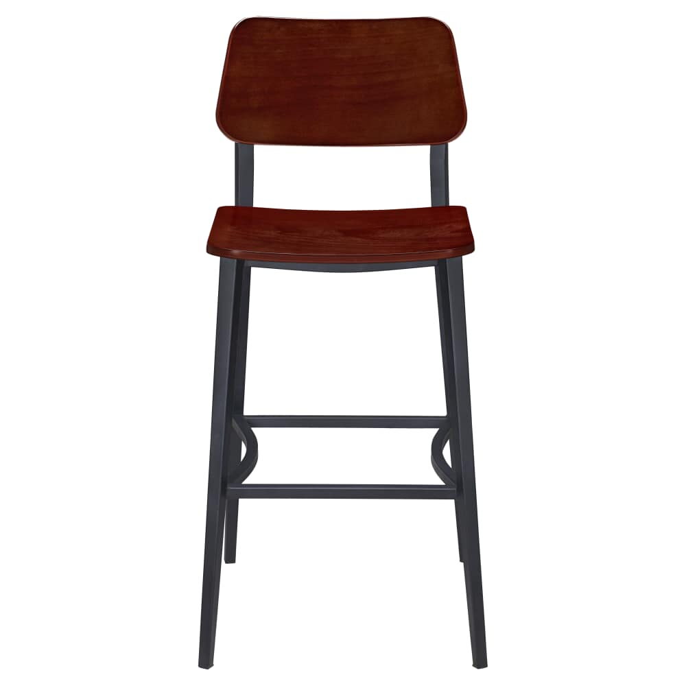 Luca Wood Back Bar Stool in Metal