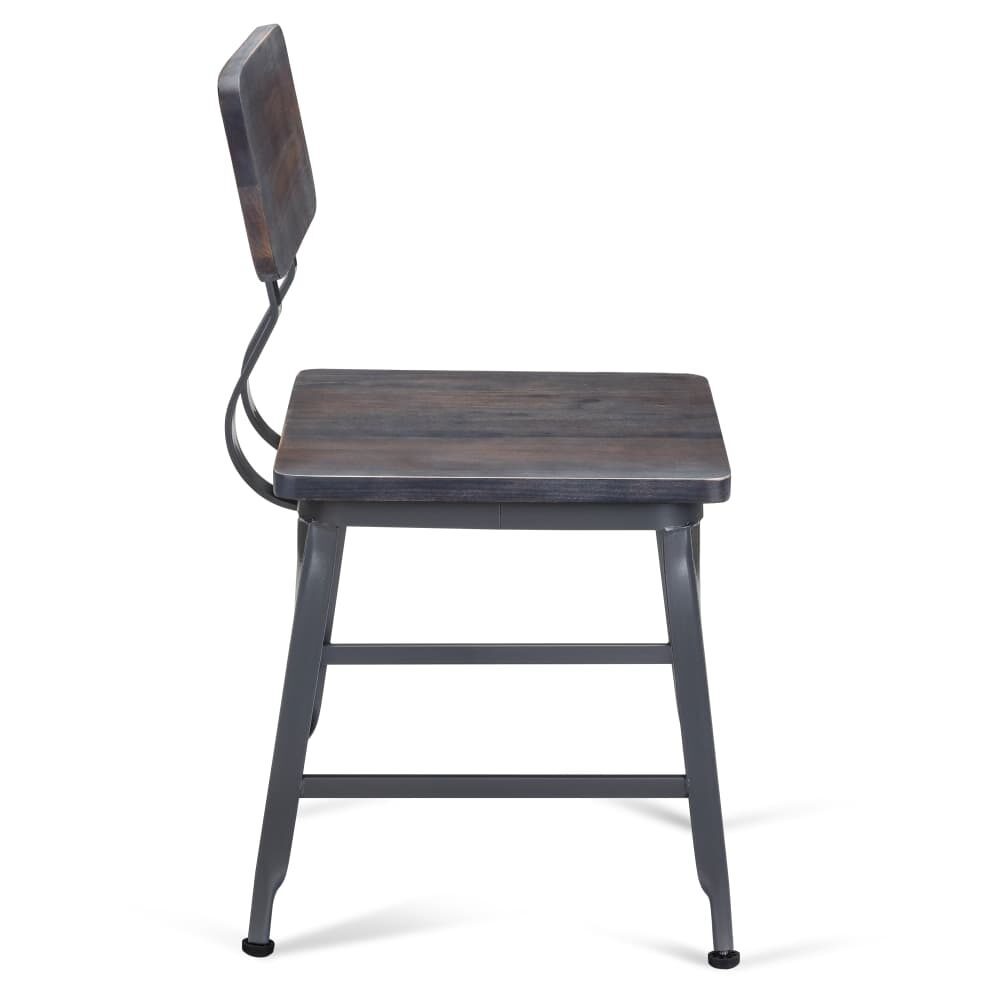 Massello Chair in Dark Gray Metal with Wood Back