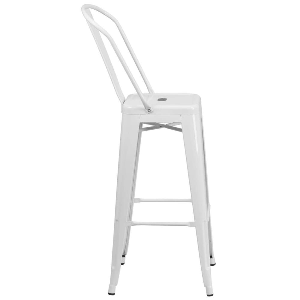 Bistro-Style Bar Stool in White Metal