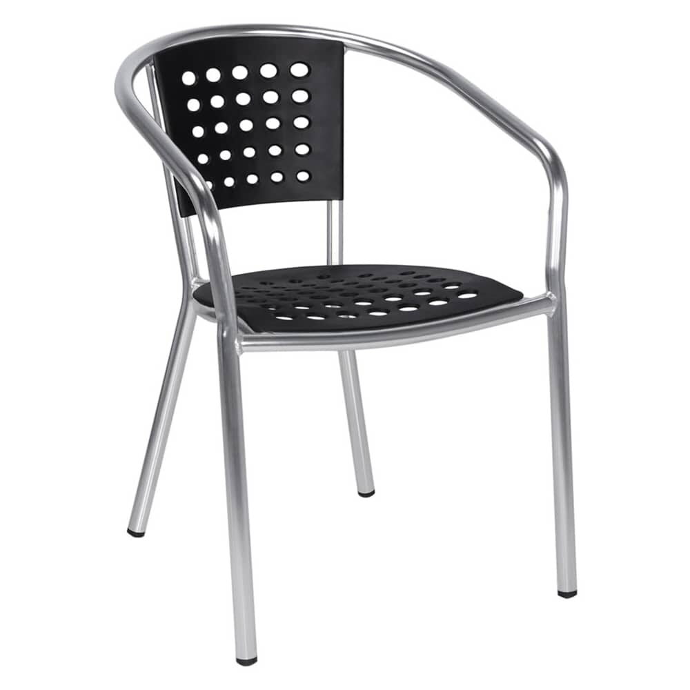 Aluminum Chair, Black Resin Back and Seat