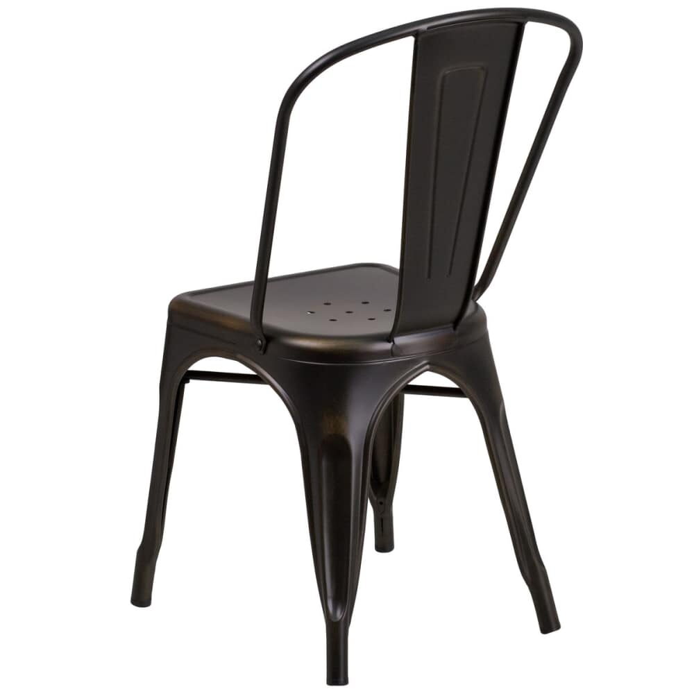 Bistro-Style Chair in Metal with Distressed Bronze Finish