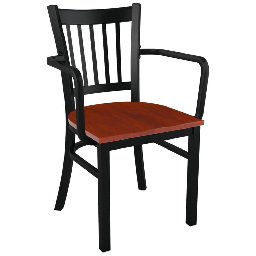Vertical Slat Chair in Metal with Arms