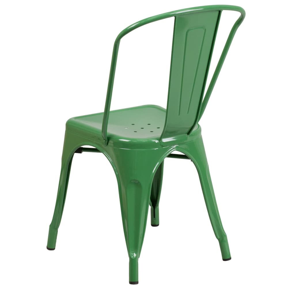 Bistro-Style Chair in Metal with Green Finish