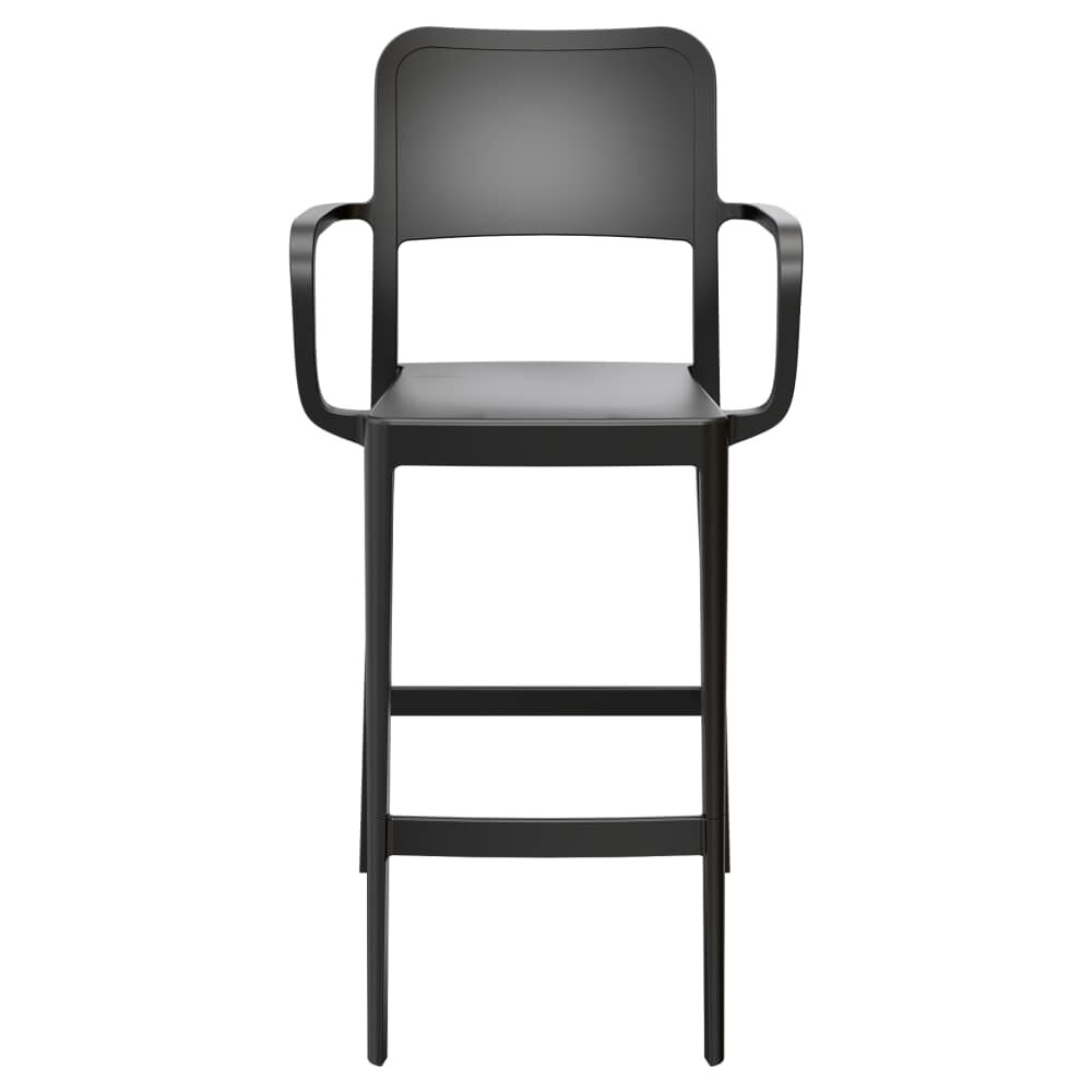 Parker Solid-Back Bar Stool with Arms in Outdoor Resin
