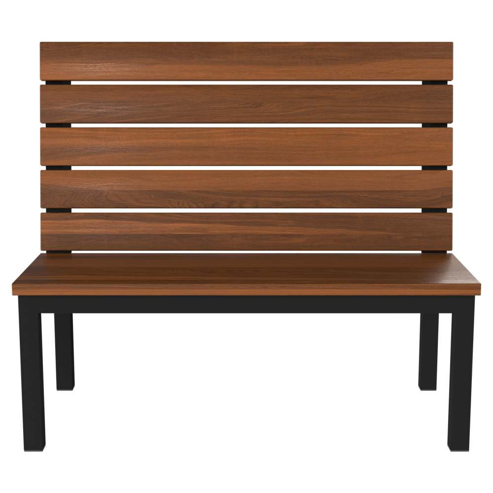 Ottis Booth in Metal with Wood Slat Back
