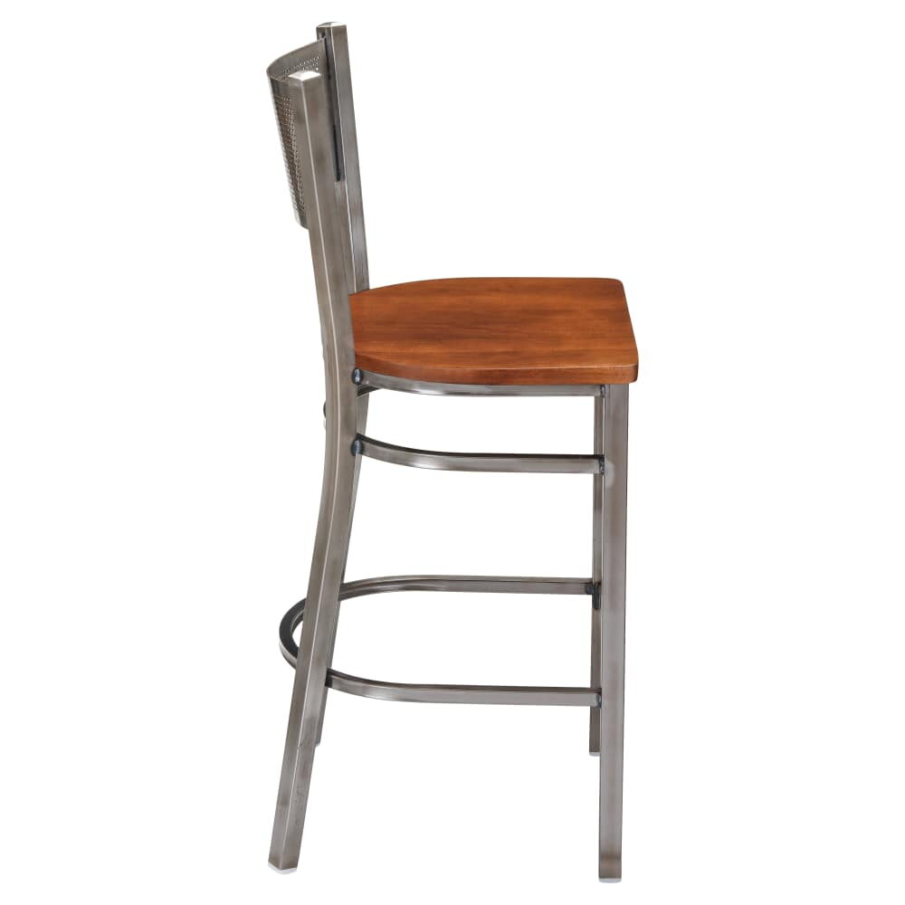 Clear Coat Bar Stool in Metal with Checker Back