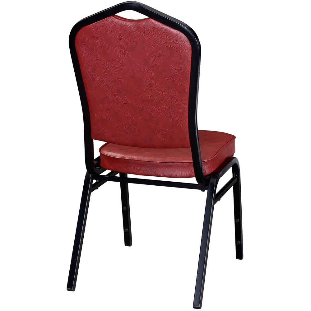 Banquet Stack Chair in Wine Vinyl with Black Frame Finish