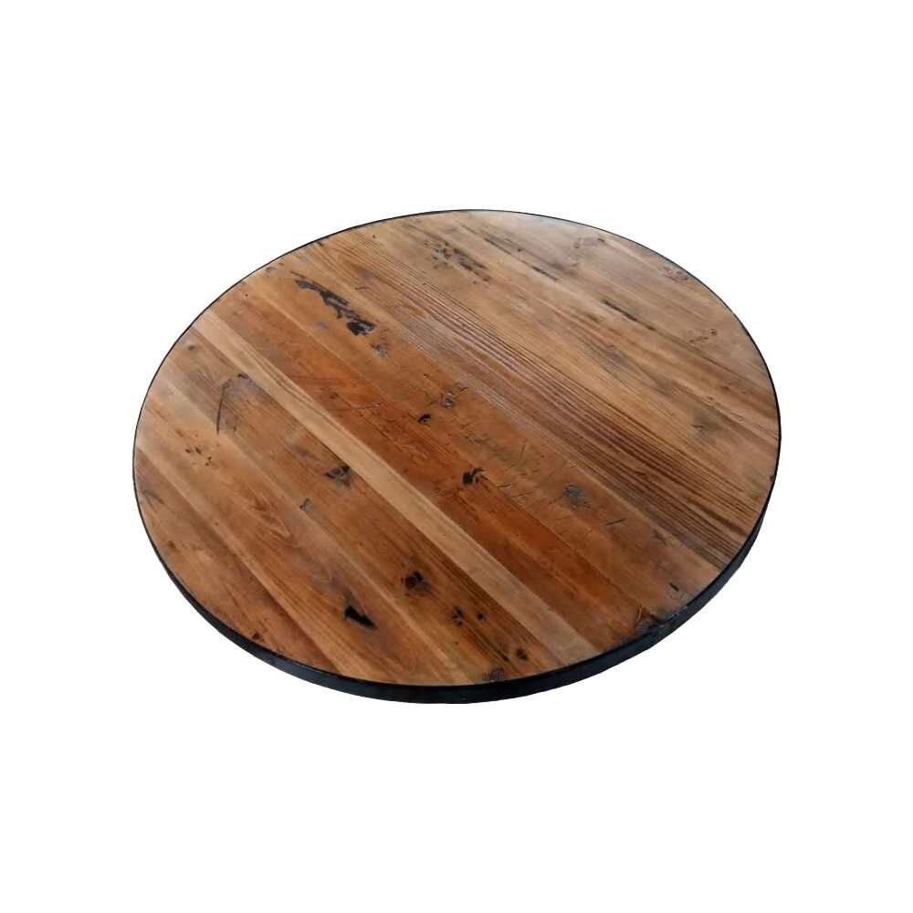 Reclaimed Plank Table Top in Wood with Metal Edge