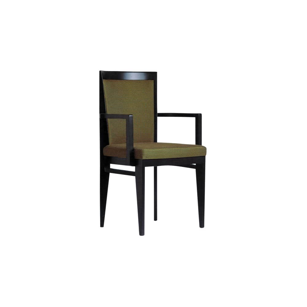 Roma Wood Armchair, Fully Upholstered