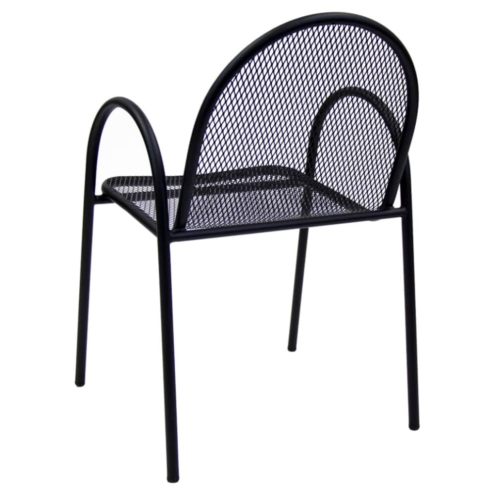 Black Metal Patio Armchair in Mesh