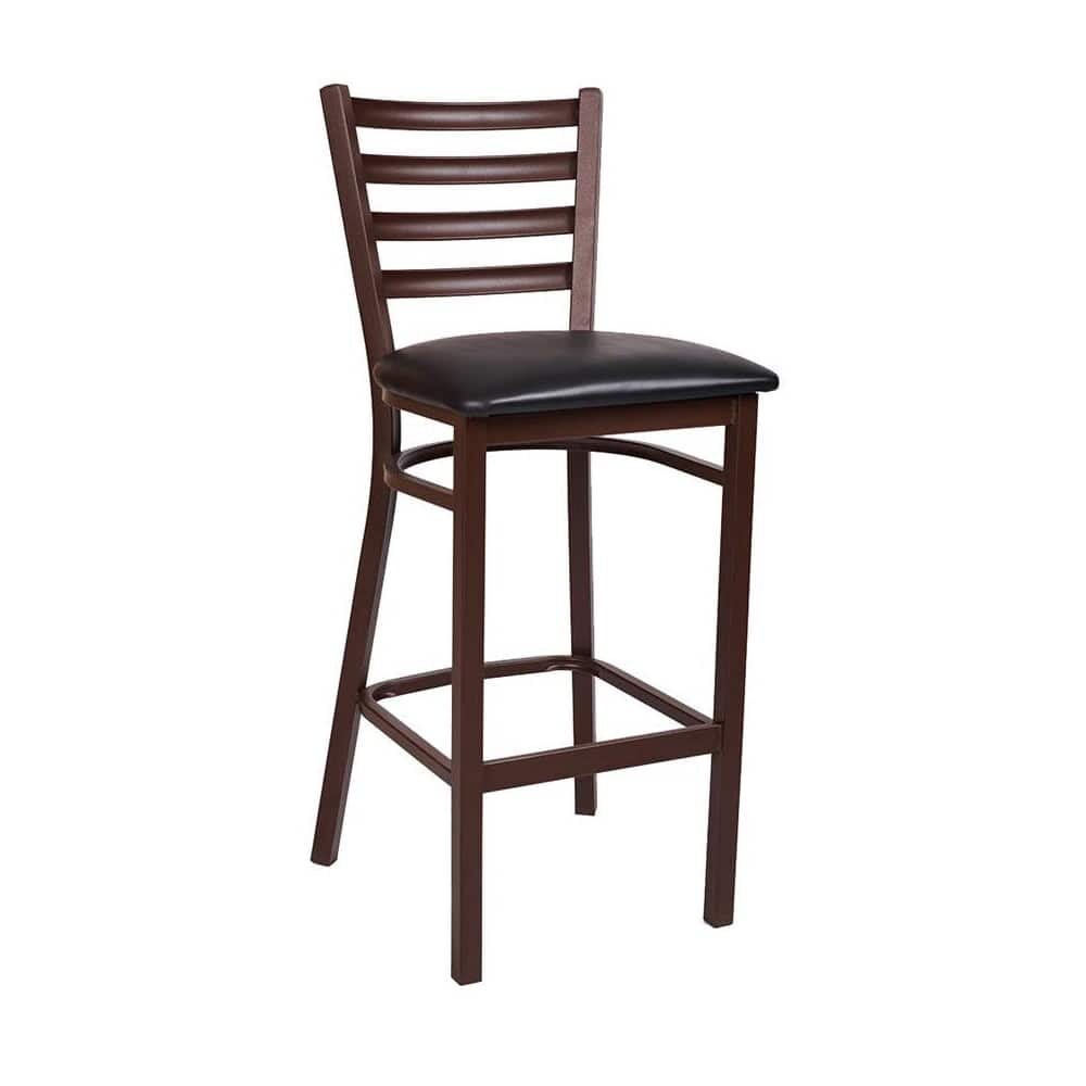 Ladder-Back Bar Stool in Metal with Brown Finish
