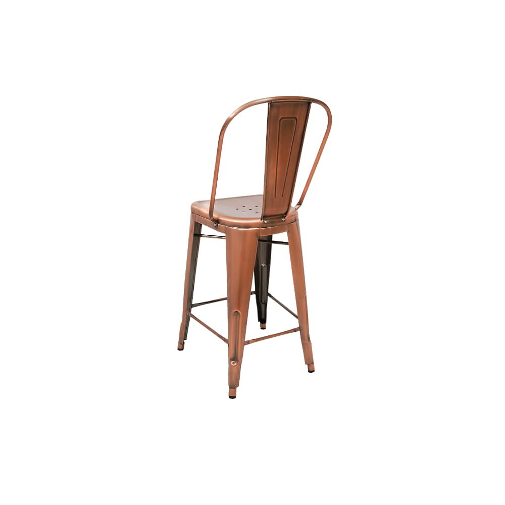 Bistro-Style Bar Stool in Metal with Copper Finish